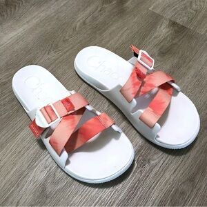 Chaco Tie Dye Chillo Persimmon Alpine Slides Sandals Orange White Women’s 10